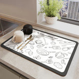 Qfdian  Diatomaceous Earth Absorbent Kitchen Mat Quick Dry Dish Pad Non Slip Countertop Protector Washable Reusable Easy Clean Home Use