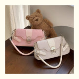 Qfdian Fashion Women Sweet Kawaii Top-Handle Bags Korean All Match Fairy Shoulder Underarm Bag Office Lady Elegant Purses and Handbags