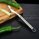 Qfdian Stainless Steel Household Tiger Skin Green Pepper Cut Pepper To Core Seeded Vegetable Slicer Tomato Core Remover Deseeder Tool
