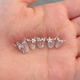 Qfdian 10Pcs Handmade Almond Press on Nails Pink French Luxury Decoration Reusable False Nails Full Cover Nail Tips for Girls