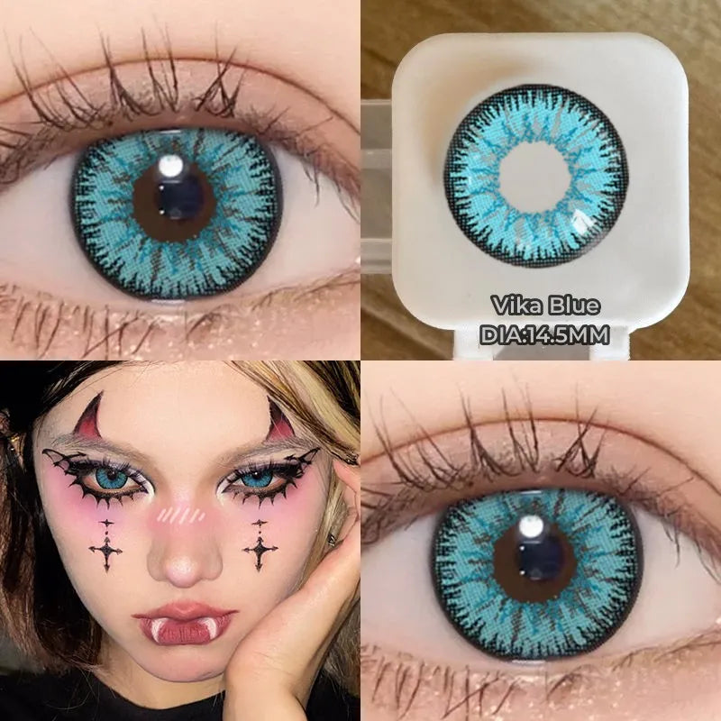 YIMEIXI 1Pair Colorcon Contact Lenses for Eyes Color Cosplay Lenses Beautiful Pupil Yearly Blue Eye Lenses Round Soft Cosmetics