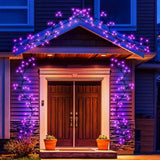 Qfdian  1pc 54 LED Halloween DIY Purple Rattan Lights Battery Powered with 8 Lighting Modes For Home Living Room Halloween Decoration