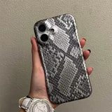 Qfdian Fashion Chic Snake Skin Texture Leather Phone Case For iPhone16 15 14 13 Pro Max Soft Silicone Back Cover