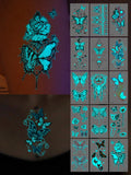 Qfdian  15pcs Luminous Glowing Waterproof Temporary Tattoo Sticker Fresh Wing Butterfly Animal Fake Tatto Flash Tatoo for Women men