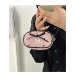 Qfdian Women Mini Cellphone Bags Fashion Sweet Fairy Bow Top-Handle Bag Y2k Aesthetic Ins Clutches Casual Elegant Purses and Handbags