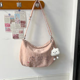 Qfdian Vintage Y2k Aesthetic All Match Shoulder Bags Casual Fashion Chain Underarm Bag Cartoon Women Kawaii Print Handbags Crossbody