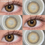 Qfdian  2PCS Natural Brown Gray Lenses for Eyes Blue Lenses Beautiful Pupil Korean Fashion Color Round Lens Yearly Cosmetics