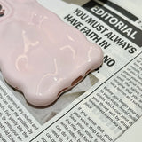 Qfdian Lovely Pink 3D Bubble Gloss Silicone Shockproof Phone Back Cover Fundas Case For iPhone 11 12 13 14 15 16 Pro Max Plus Coque