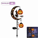 Qfdian  1-4PCS Solar Halloween Garden Light Skeleton Ghost Dancing Pumpkin Moon Glow Stake for Lawn Pathway Porch Decor