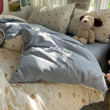 Qfdian  Cartoon Bedding Set Korean Style Soft Bed Sheet Set Queen King Size Duvet Cover Set No Filling With Pillowcase Bedroom Decor