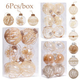 Qfdian  6Pcs/box Transparent Christmas Ball Ornaments Wrap Hemp Rope Rattan Balls Christmas Tree Hanging Decorations Wedding Party Decor