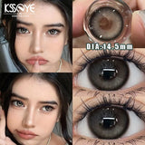 Qfdian 2Pcs Colored Contact Lenses with Degree 0~-8.0 Brown Lens Eye Beauty Pupil Prescription Myopia Soft Black Lens