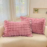 Qfdian  Cute Fluffy Ruffled Home Pillow Cover Pink Plush Pillow Cover Girly Bedroom Decor for Bed Cushion & Home Decoration Bedding Gift