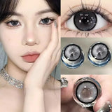 Qfdian 1 Pair High Quality Color Contact Lenses with Diopter Myopia Eyes graduated color Beauty Pupil Makeup Yearly