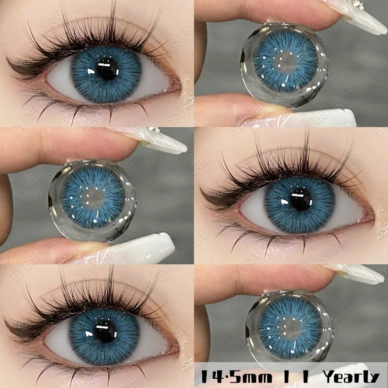 Qfdian 1pair Natural Color Contact Lenses for Eyes Brown Contacts Gray Lenses Fashion Lenses Blue Eyes Contacts Lenses