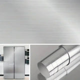 Qfdian Waterproof stainless steel 40cm metal brushed silver wall sticker kitchen living room refrigerator countertop adhesive wallpaper