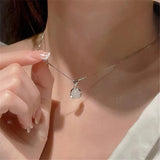 Qfdian  Kpop Vintage Goth Punk Heart Pendant Chain Pearl Metal Necklace For Women Collares Aesthetic Grunge EMO Jewelry Y2K Accessories
