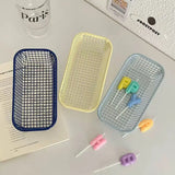 Qfdian  Desktop Ironwork Storage INS Metal Sundries Organizer Basket Pens Makeup Brushes Classification Basket Office Home Organization