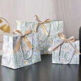 Qfdian  6Pcs Pastel Tulip Print Portable Paper Gift Bag with Ribbon for Festival Weddings Souvenir Teachers' Day Cloth Store Packing Bag
