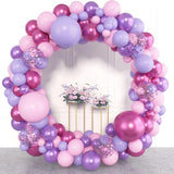 Qfdian  Pink Purple Balloon Garland Arch Kit Metal Purple Pink Balloons Purple Confetti Balloons Wedding Bridal Shower Party Decorations