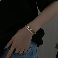 New Fashion Silver Colour Double Layer Bracelet Sparkling  Exquisite Simple Women Bracelet Fine Jewelry Accessories