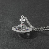 Fashion Trendy Glass Saturn Planet Pendant Necklace for Women Teen Girls Jewelry Accessories Gifts for Friends