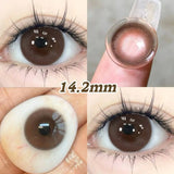 Qfdian  1 Pair Pink Brown Colored Contact Lenses Natural Pupil Lenses Big Eye Cute Makeup Lenses Purple Lenses Korean Style Lens