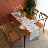 Qfdian White Lace Table Runner Floral Embroidered Tables Lace Doilies Dressers End Tables for Wedding Decorations Tea Party Baby Shower