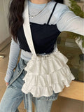 Qfdian  Ruffles Shoulder Bag Drawstring Bolsos De Mujer Japan Korean Sweet Sac Femme New Canvas Bags for Woman Student Bolso