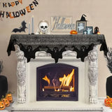 Qfdian  Halloween Decorations Indoor Fireplace Mantel Scarf, Black Lace Ghost Spiderweb Fireplace Cover for Halloween Mantle Decor Fest