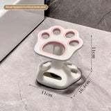 Qfdian  Cat Paw Shape Ceramic Toothbrush Holder Cute No Punching Toothbrush Holder Base Makeup Brush Storage Bathroom Accessories Tool