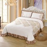 Qfdian 3/5Pcs Luxury European Knitted Cotton Embossing Quilted Bedspread, Bed Cover, Mattress Topper Coverlet, Bed Sheet, Pillowcases