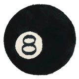 Qfdian 1 Pack Black Billiards 8 Ball Round Flocked Floor Bedroom Anti-Slip Carpet Mat Living Plush Soft Bedroom Rug