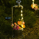Qfdian  Sprinkler Water Kettle Faucet Water Droplet Flower Pot Lamp Solar Powered Lawn Lamp Courtyard Outdoor Waterproof Garden