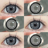 Qfdian  2PCS Big Grey Contact Lenses for Eyes Myopia Colored Contact Lens Natural Brown Pupils Gradient Contact Lens Black Lens