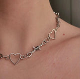 Qfdian  Y2K personalized hollow out love thorn necklace, suitable for daily wear, gift for friends at holiday parties