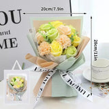 Qfdian  Artificial Soap Flower Preserved Bouquet Rose Realistic Mothers Day Valentines Day Anniversary Wedding Romantic Gift Decoration