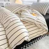 Qfdian Ins Korean Pastoral Flower Bedding Set Purple Bed Flat Sheet Pillowcase Twin Full Queen Size Bed Linen Women Girls Duvet Cover