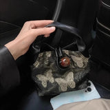 Qfdian Y2k Harajuku Butterfly Purses Luxury Design Mini Handbags Vintage Fashion Ins Top-Handle Bag All Match Shoulder Crossbody Bags