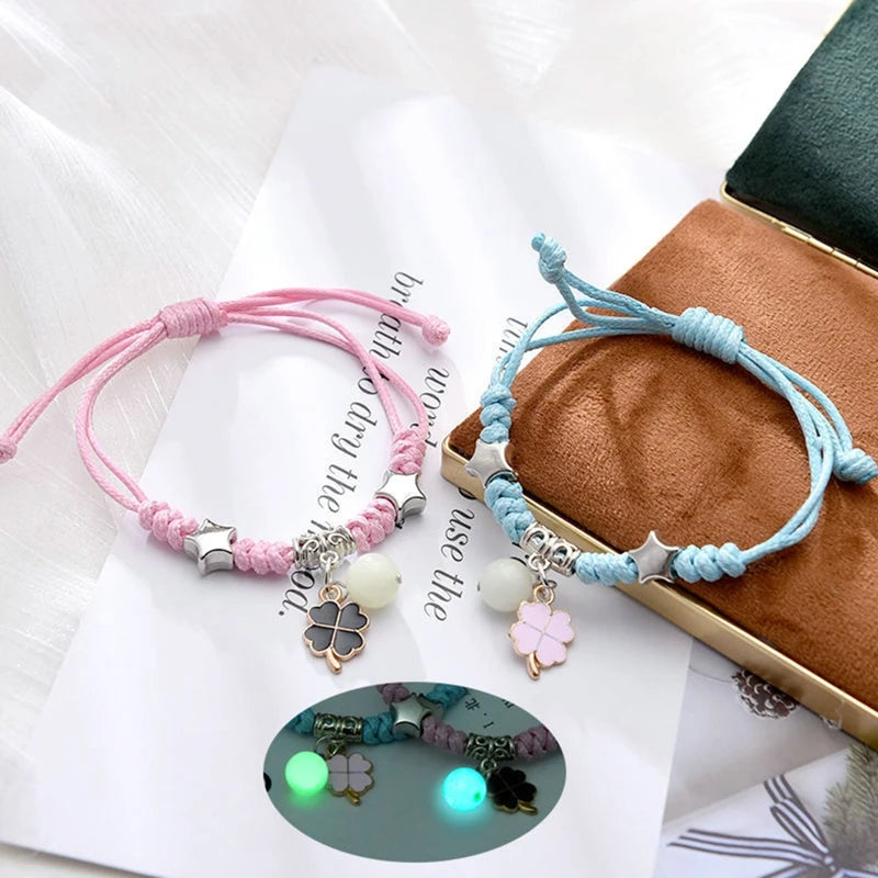 2PC/Set Luminous Star Couple Bracelet Moon Heart Bracelet Creative Adjustable Lover Charm Bracelet Friendship Jewelry Gifts