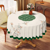 Qfdian  1PC New Simple Style Round Table Cloth Waterproof Oil-proof Anti-scalding Wash-Free PVC Table Cloth Scratch-resistant Durable