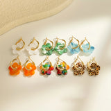 Qfdian Minimalist Acrylic Hollow Floral Earrings Unique Versatile Women Gift Accessories