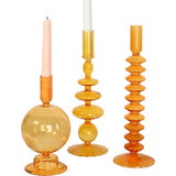 Qfdian Nordic Orange Glass Taper Candle Holder Creative Home Decor Wedding Party Dinner Candlelight Decoration Living Room Candlestick