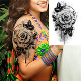 Qfdian  Realistic Sexy Peony Tattoos Temporary Women Adult Flower Arm Tattoos Sticker Waterproof Fake Floral Bloosom Body Leg Art Tatoos