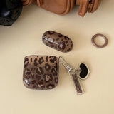 Qfdian fashion luxury transparent leopard print pattern black love heart Pendant for airpods 4 3 1 pro 2 soft silicone protection case