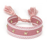 Qfdian Hand Woven Bracelets Adjustable Studded Stars Bracelet Fashion Jewelry Gifts