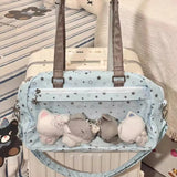 Qfdian Transparent Jk Girls Kawaii Women's Handbags Casual All Match Star Print Underarm Bag Y2k Aesthetic Fashion Shoulder Bags Trendy