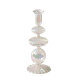 Qfdian 1pc Glass Vases Nordic Candlestick Wedding Decoration Christmas Decoration Candle Stick Holder Home Decor Flower Vase