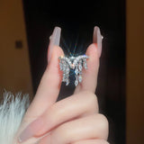 Qfdian  South Korea ins zircon tassel ring fashion luxury temperament index finger ring
