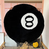 Qfdian 1 Pack Black Billiards 8 Ball Round Flocked Floor Bedroom Anti-Slip Carpet Mat Living Plush Soft Bedroom Rug